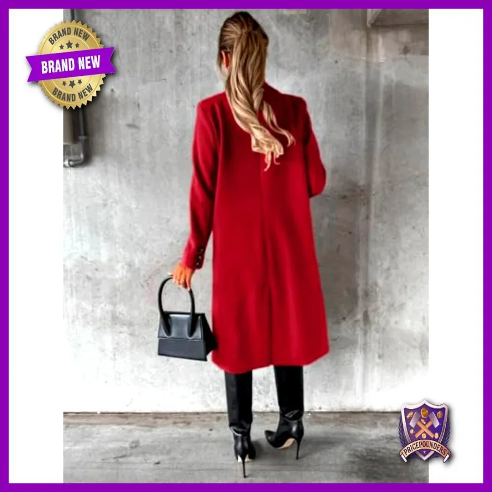 Long Wool Trench Coat Double Breasted Vintage Classic Fall Winter Pea Coat